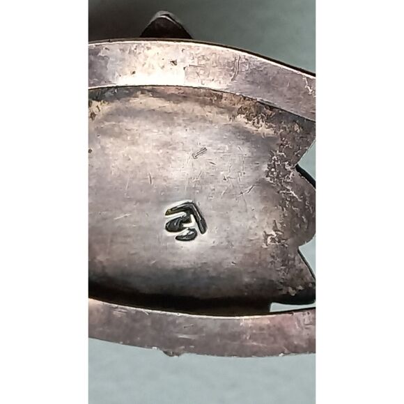 Navajo Sterling Silver Jasper Stone Bracelet SIGNED - Picture 9 of 10